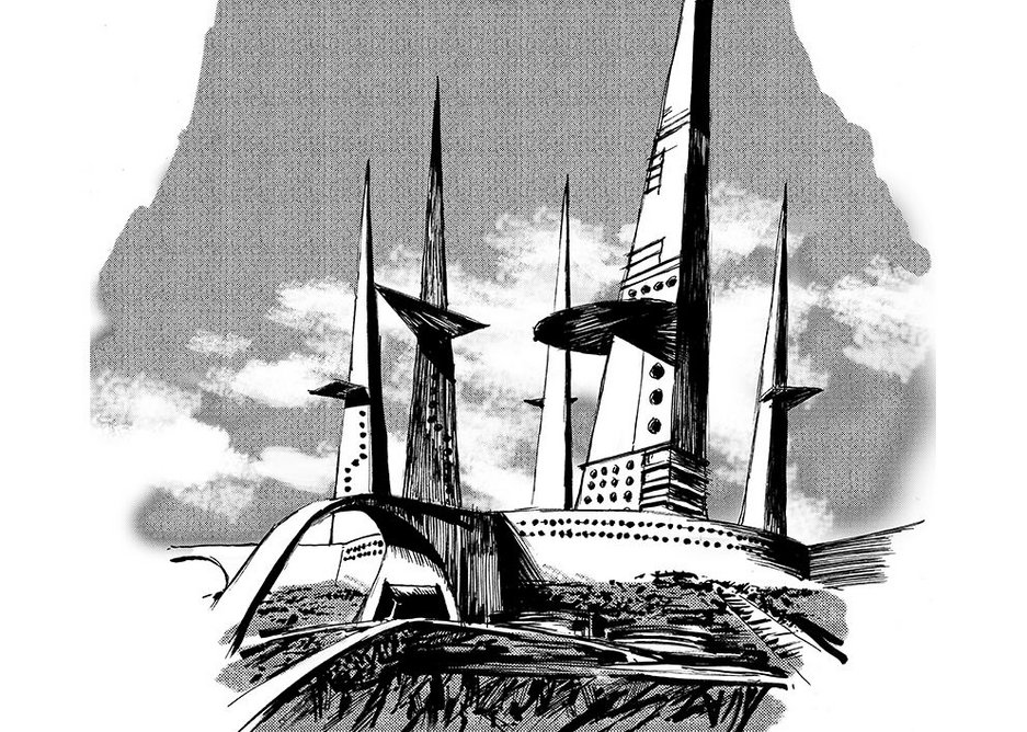 Dan Dare 2 by Piotr Sell. Frank Hampson’s 1950s series envisaged a London skyline of shard-like skyscrapers.