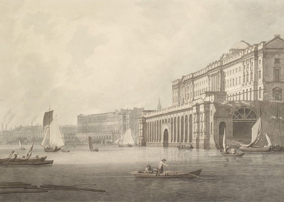 Joseph Farrington, View of Somerset House and the Adelphi from the Thames, 1789.