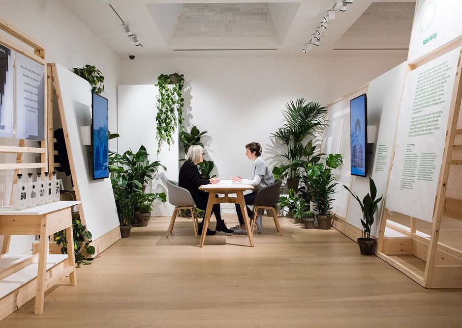 Older people volunteers provide one-to-one conversation in the Exchange installation within NEW OLD.