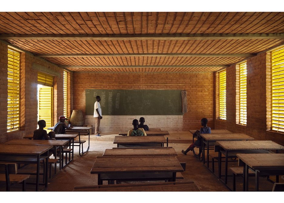 A shady interior of Gando Primary School, which was completed by Kéré Architecture in 2001.