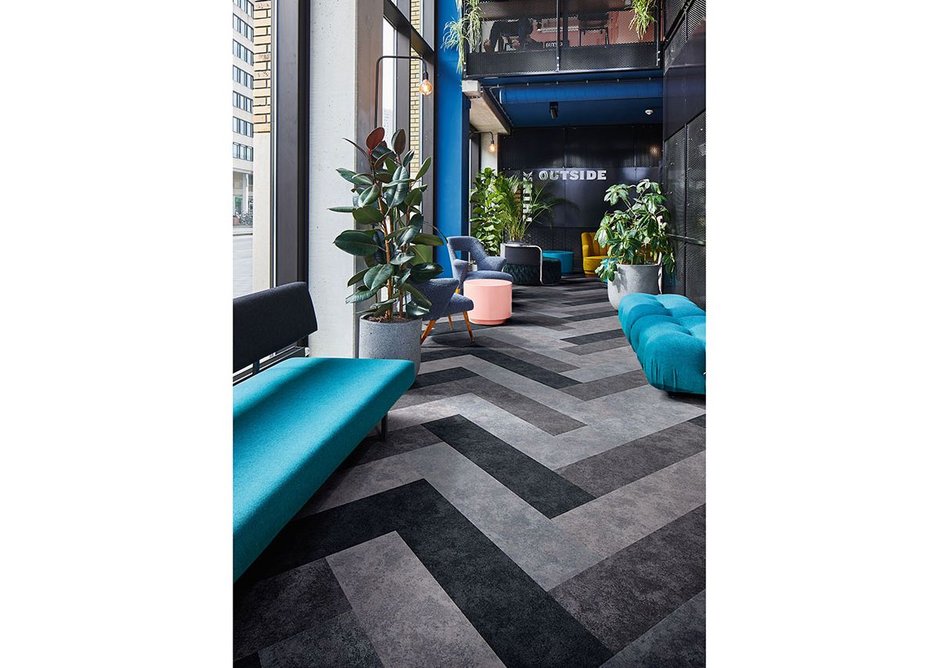 Flotex Colour Calgary flocked flooring in Ash, Grey, Cement and Carbon.