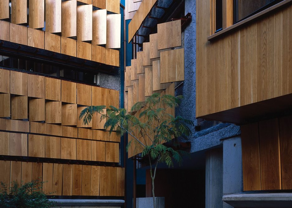 Oak shutters can virtually seal the building off from neighbours and the world.