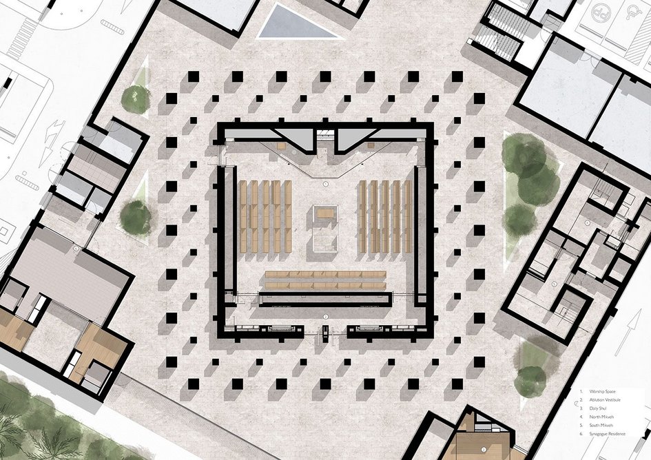 Synagogue ground floor plan.