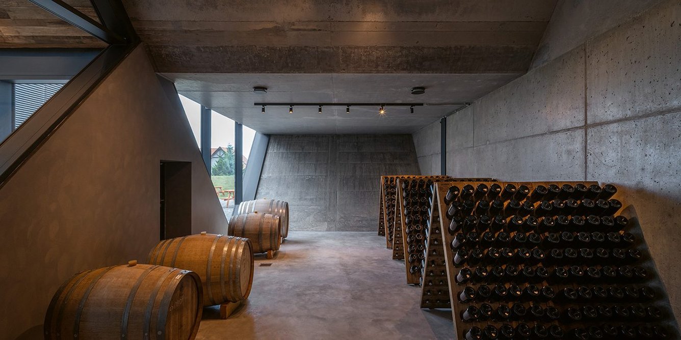 The basement level cellar area at the east end, which houses the firm’s special vintage ciders.