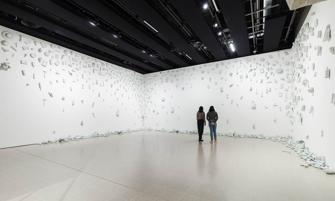 Installation view of Liu Jianhua’s Regular/Fragile at Strange Clay - Ceramics in Contemporary Art, at the Hayward Gallery (until 8 January 2023). Photo Mark Blower. Courtesy the Hayward Gallery