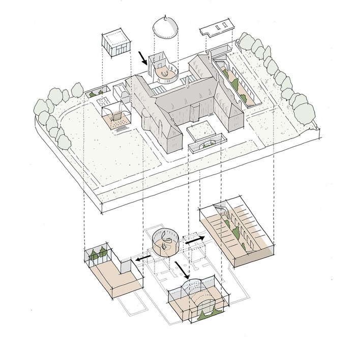 Sketch isometric showing new additions.