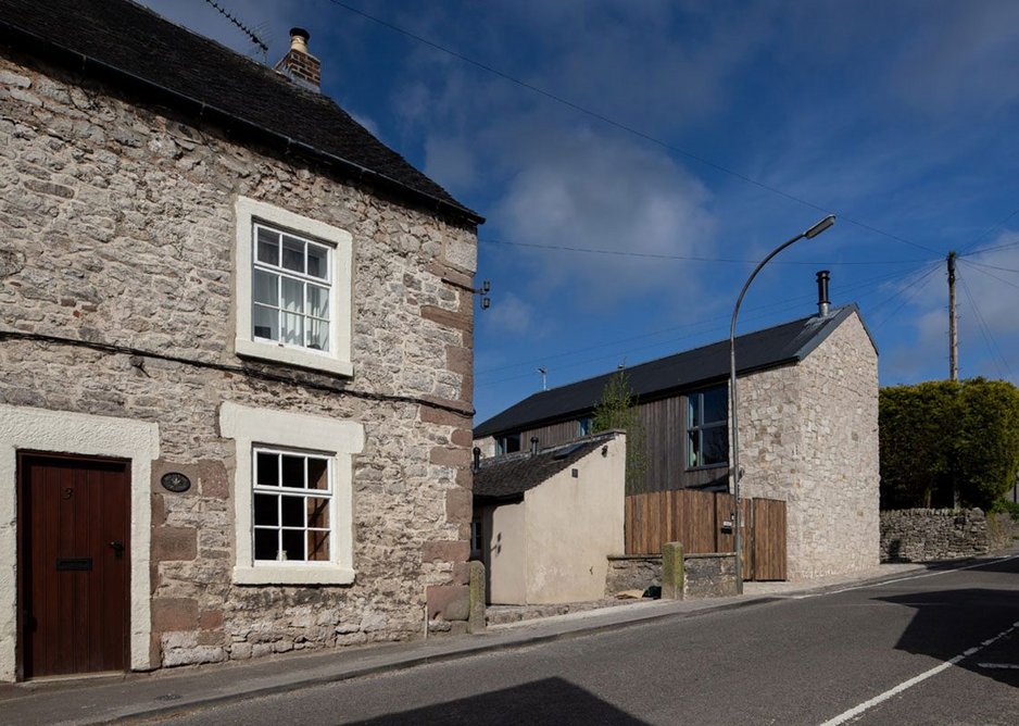 James Boon Architects, view of Stackyard from the street. This new build project in a conservation area in the middle of a Derbyshire village is the architect’s own home and was delivered on a tight budget.