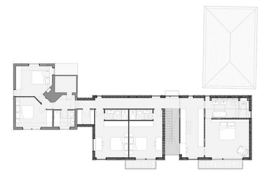 First floor plan of Cherry Tree House, designed by Guttfield Architecture.