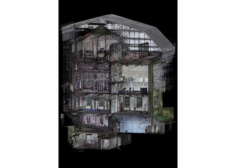 3D visualisation of the damaged section through the west wing (including library).