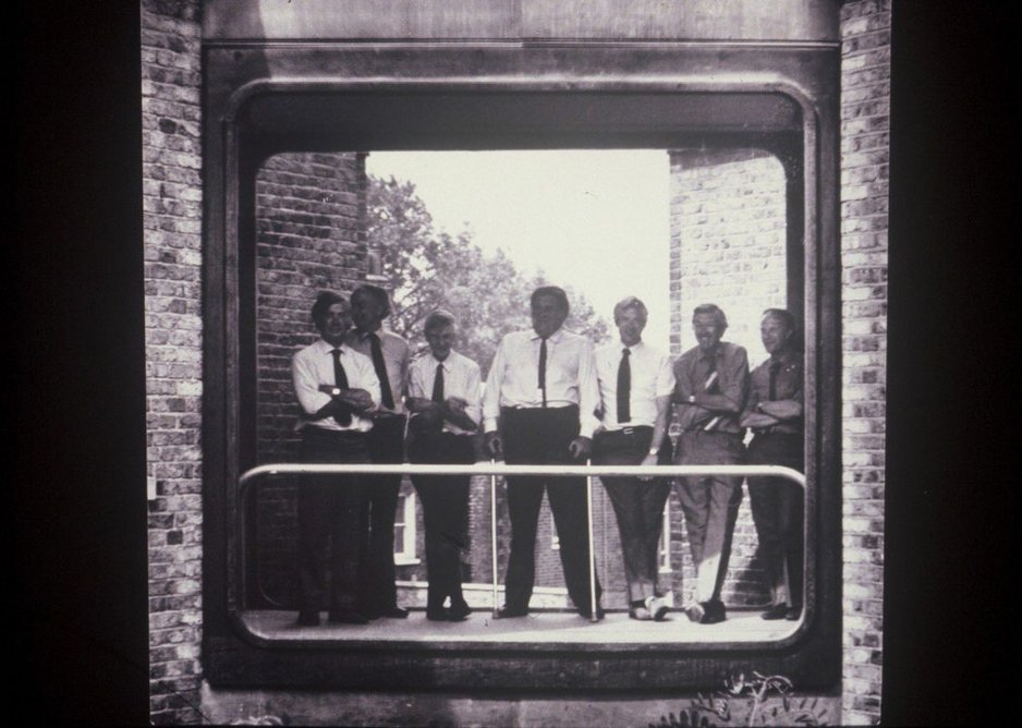 Sheppard Robson__partners at 77 Parkway, Gordon Taylor third from right next to Sir Richard Sheppard, centre.