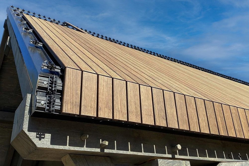 Grad Bamboo cladding by The Outdoor Deck Company can be fitted vertically or horizontally and can also be used on ceilings and overhangs to get a complete wrap-around effect.