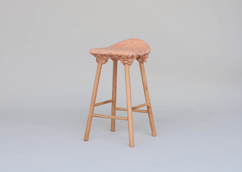 Production made - Well Proven Stool by van Aubel and Shaw, uses a composite of sawdust and soya based resin on American Ash, Cherry and Walnut legs.