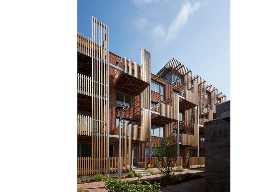 View of shared spaces at Underwood Road residential project in East London, for the Peabody Trust, 2015. Architects: Brady Mallalieu Architects.