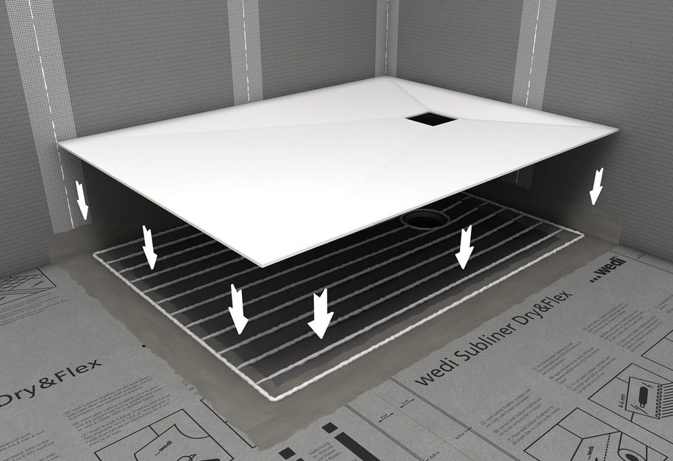 The 6mm thick Fundo Top design surface is perfectly matched to the Fundo Ligno Plus shower element - both are easy to cut to the required size on site and are bonded together with Wedi 610 adhesive sealant.