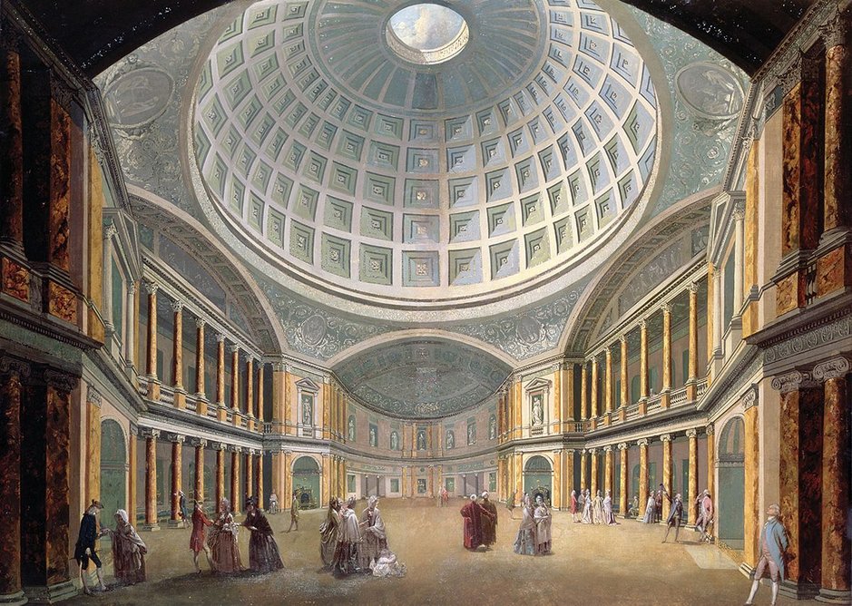James Wyatt's 1772 Pantheon on London's Oxford Street. An enormous dome for strolling in. He was in his 20s at the time.