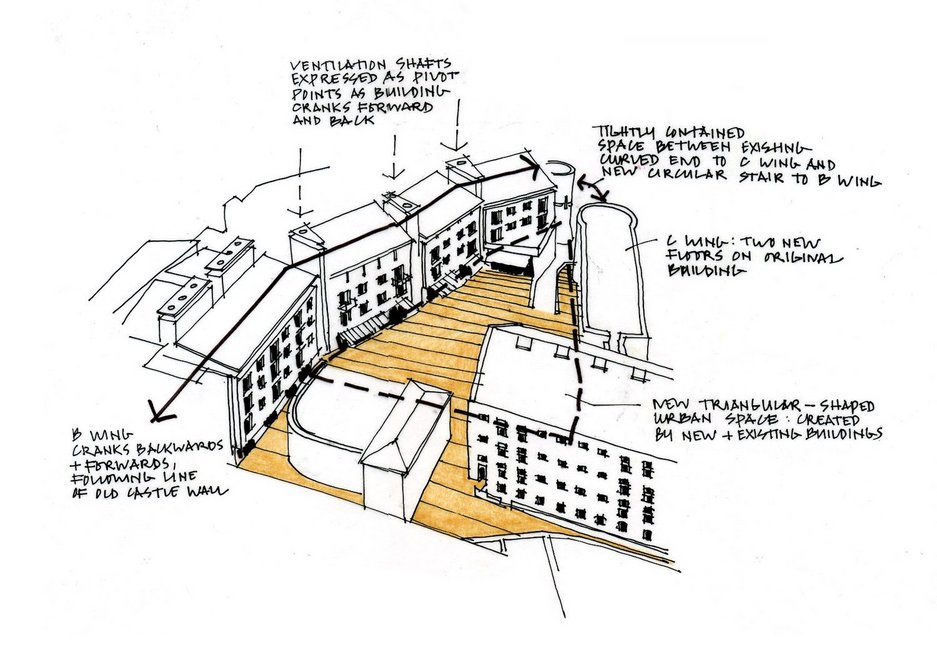 Sketch of Oxford Castle by Roger FitzGerald.