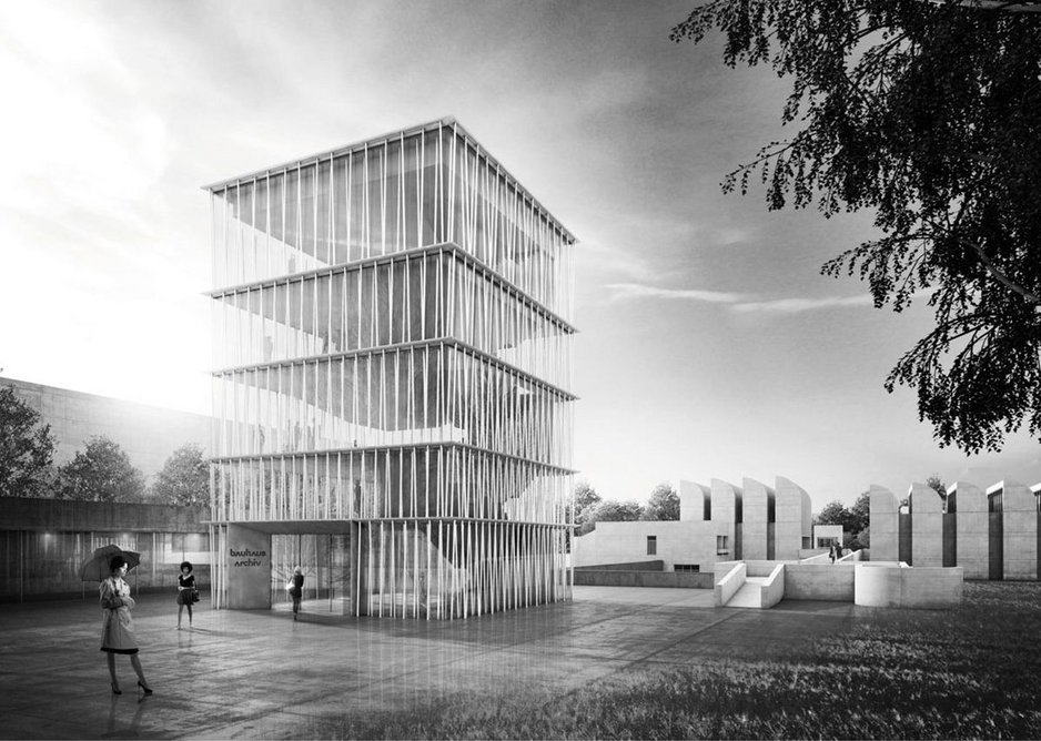 Volker Staab’s competition winning design for a new building at the Bauhaus-Archiv in Berlin.