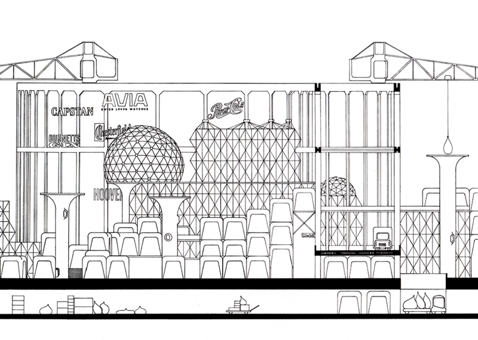 Commended: Harry Tindale used Archigram's drawing of the Nottingham Shopping Viaduct to consider the city today.