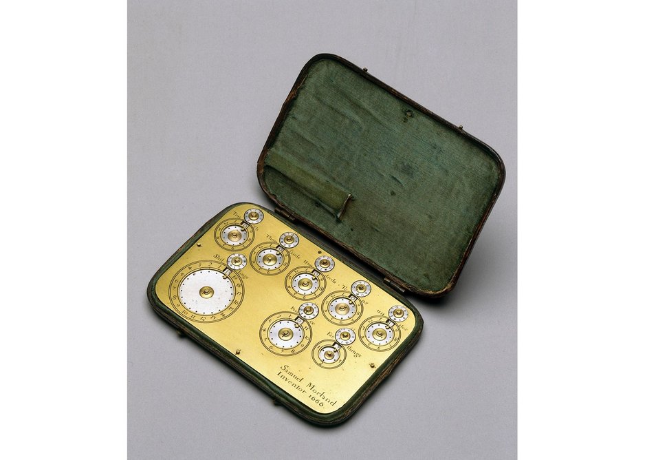 Morland's pocket calculating machine, c1670-95, Mathematics: The Winton Gallery .