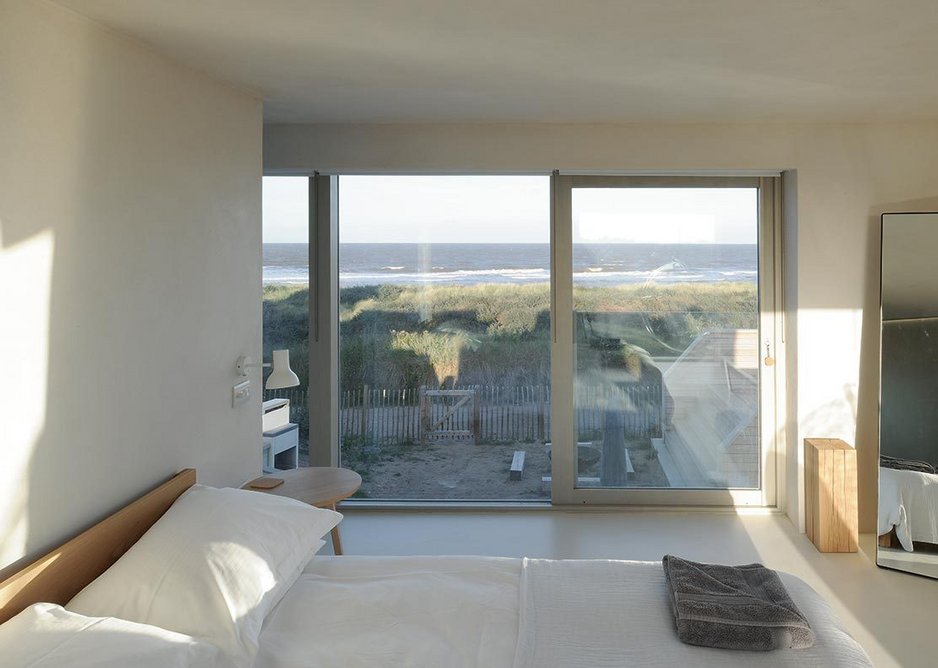 Looking out from the master bedroom over the dunes to the sea. The en-suite is around the wall.