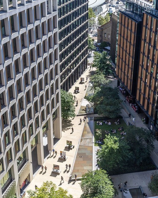 Pancras Square looking south to John McAslan's King's Cross station extension