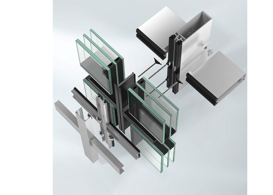 Schueco's FWS 35 PD facade can accommodate double- and triple-glazed units from 22 to 50mm thickness.