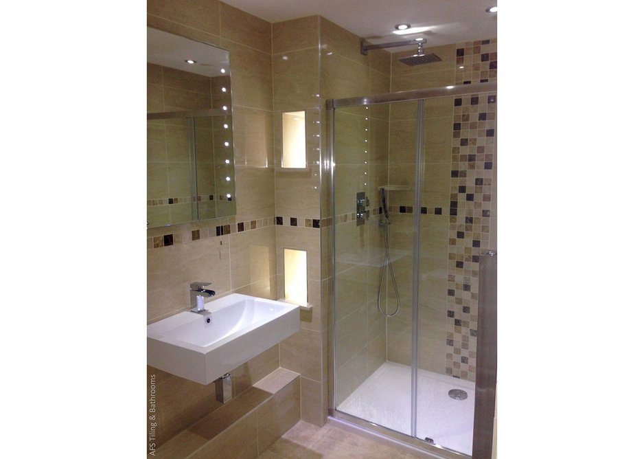 Tiling projects such as this shower room can be achieved more cleanly and comfortably.