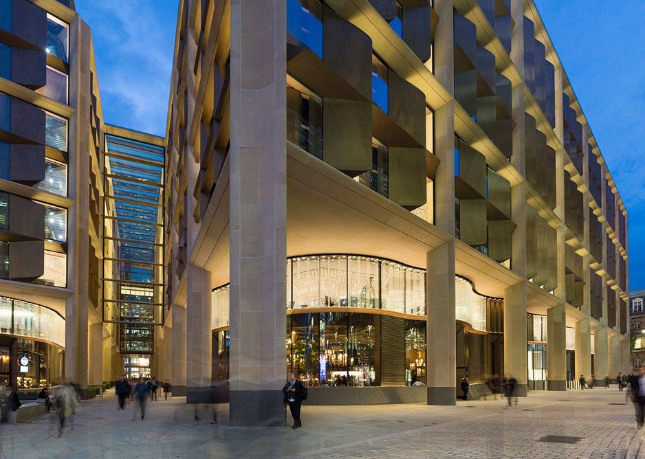 Bloomberg Arcade at night.