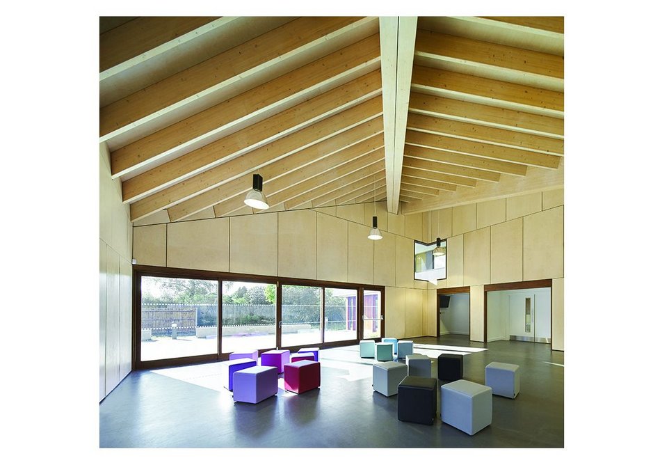 Laminated timber construction the building structure was made in sub-assemblies locally