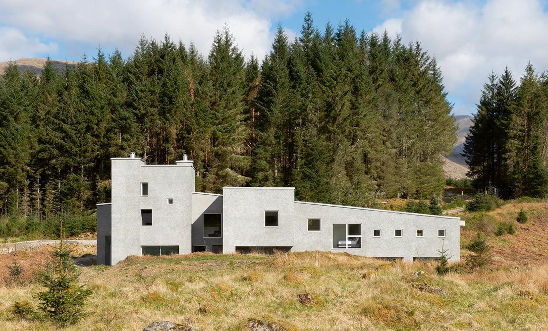 The house slopes down to the east, where a small loch is planted with reeds to filter waste water.