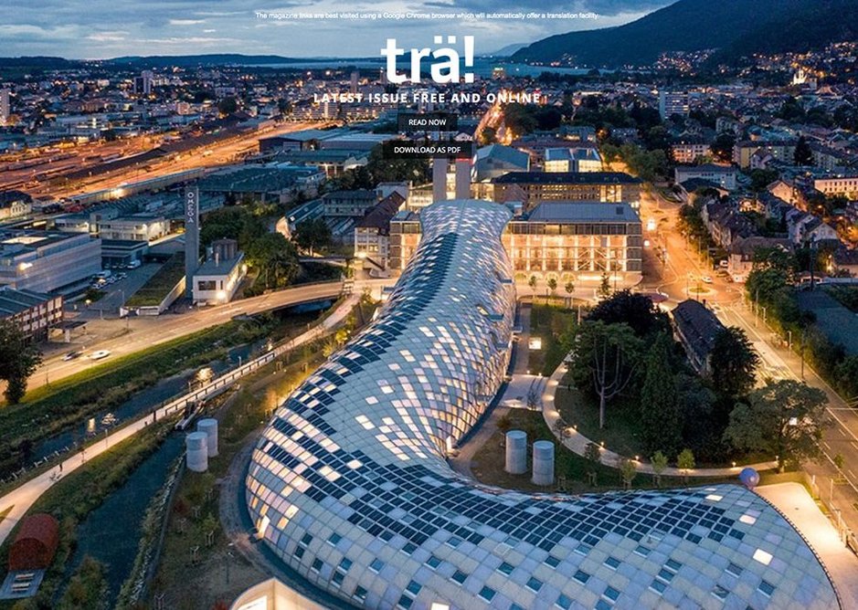 Free to read or download on the Wood Campus website: Trä! online magazine, here featuring Shigeru Ban’s snaking timber gridshell for Swatch HQ in Biel, Switzerland.