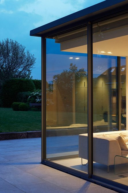 Maxlight opening corner at Wisteria House in Surrey by Oliver Leech Architects.