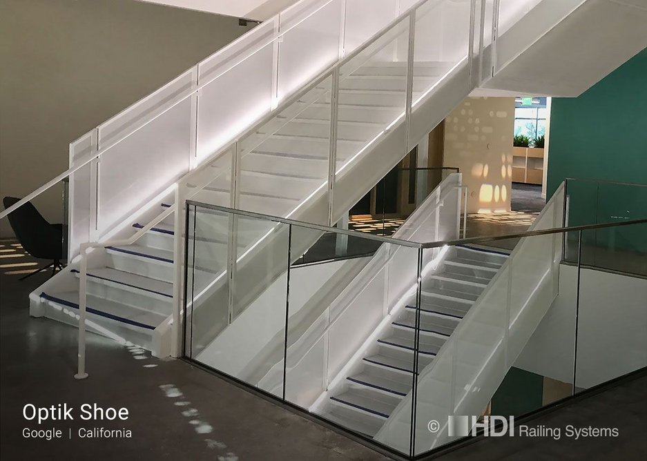 HDI Railing Systems' Optik Shoe floating glass balustrades at Google, California.