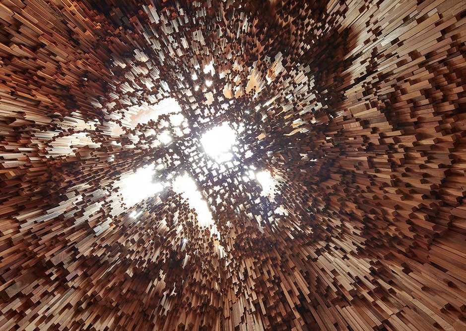 View up to the glass skylights of Hollow, an installation at the University of Bristol by Katie Paterson and Zeller & Moye.