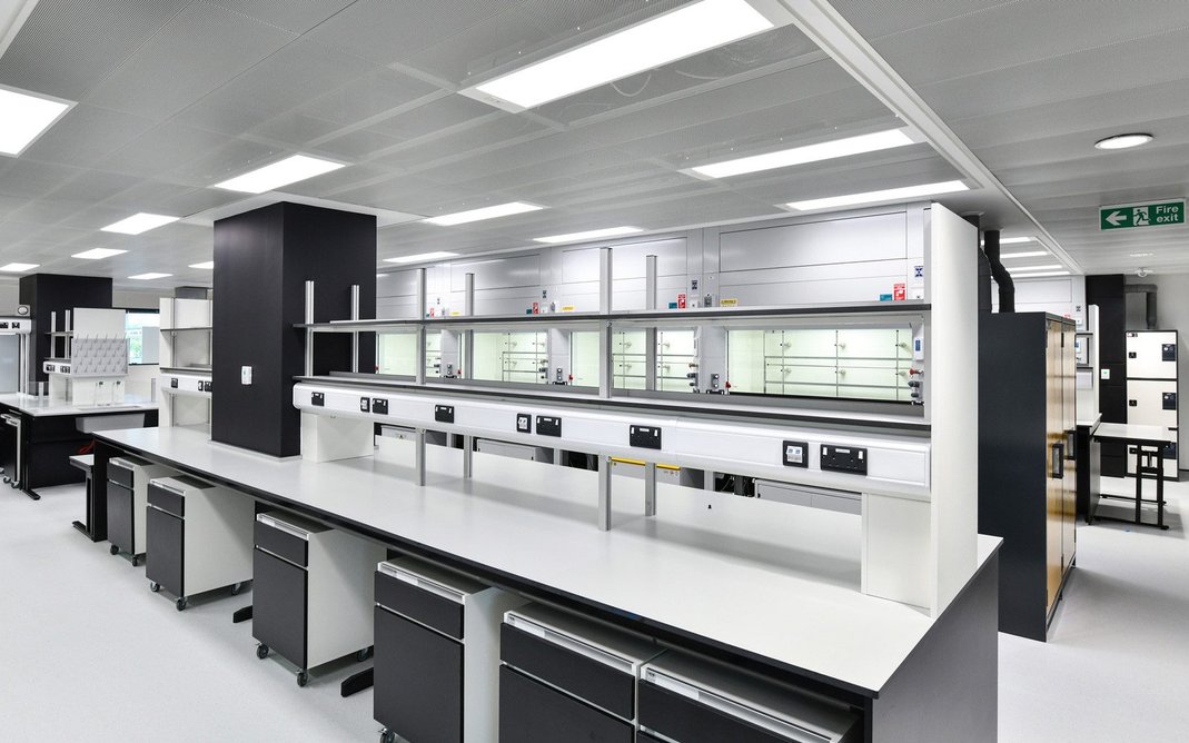 Laboratory with OWA UK's OWAtecta S39 hook-on and S36 lay-on panels.