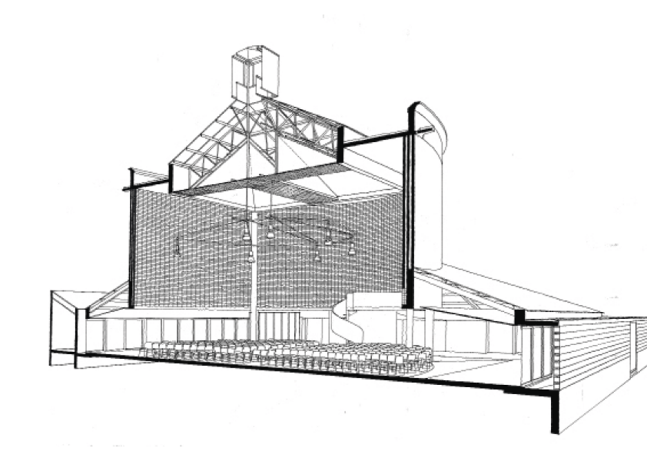 Perspective section of church.