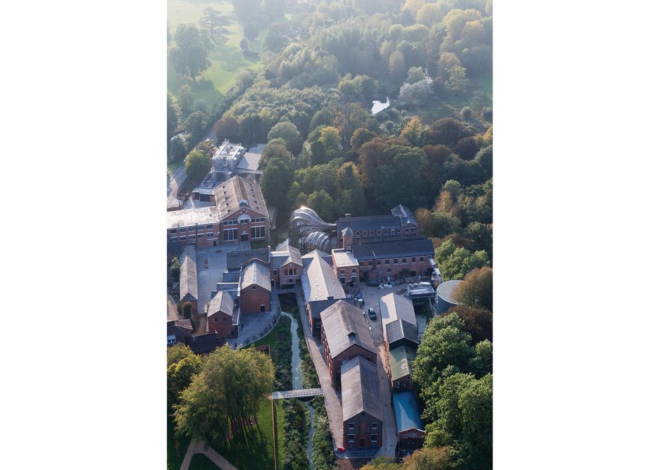 Looking down on the complex, set within an SSSI near Laverstoke