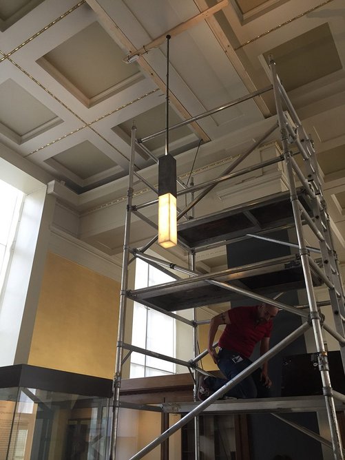 Testing the prototype in situ at the Sir Joseph Hotung Gallery of China and South Asia, designed by Nissen Richards Studio at the British Museum, with Studio ZNA Lighting Designers.