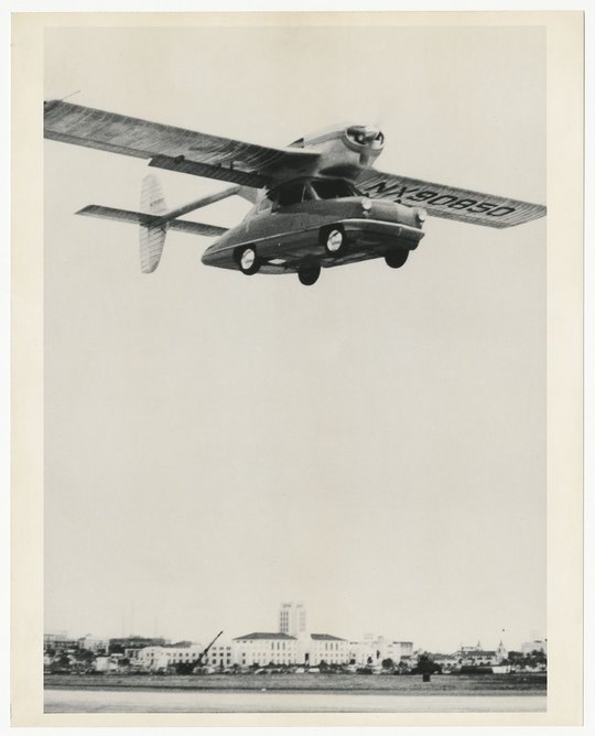 ConvAirCar, nominated by Emily M. Orr. Pictured: ConvAirCar four seater flying automobile, designed by Henry Dreyfuss, manufactured by Consolidated Vultee Aircraft Company, USA, 1947.