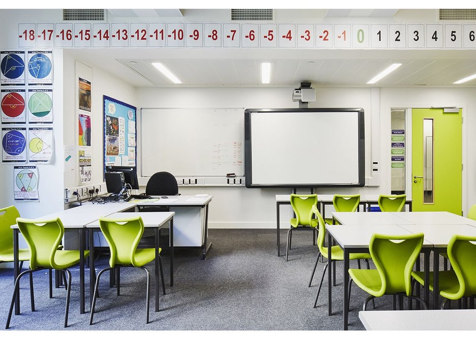 Classroom at the Isaac Newton Academy with space for displays of pupil work