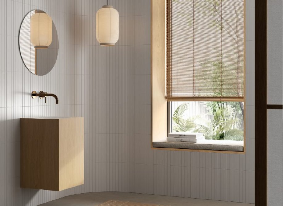 Trend 4: Japandi. Harness the harmony between Japanese and Scandinavian architecture, focusing on calm and personal care with warm tones of Himacs.