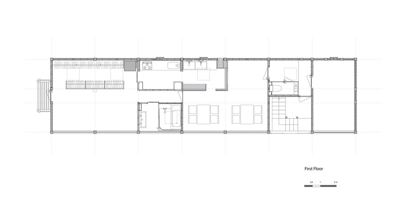 Plan: Terabe Guest House, Japan, by Tomoaki Uno.