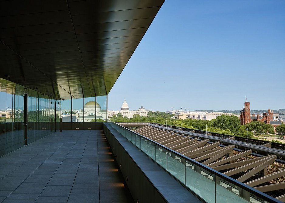 From the south side roof level terrace looking east to the Capitol.