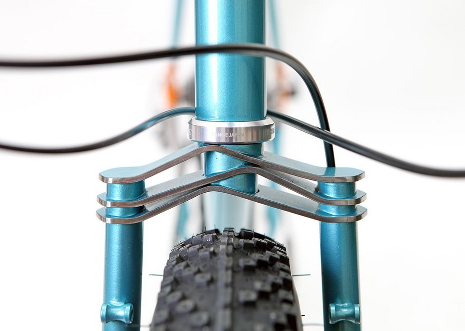 Fork crown detail of Porkeur designed by Hartley Cycles to float precious cargo.