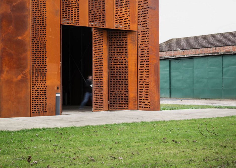 The Corten outer skin also hides the loading bay.