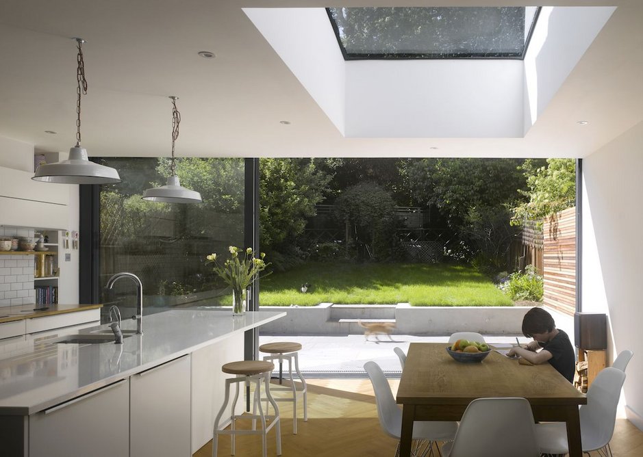 Flushglaze rooflight helps merge garden and sky in this Edwardian terraced house.