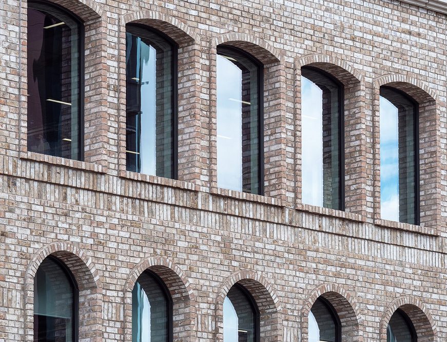 Protruding brick details and sills on the south elevation.