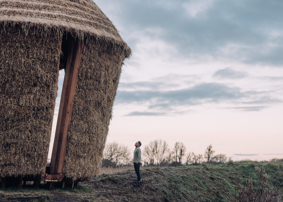 Mother, a thatched shelter inspired by traditional haystacks, designed by artists Studio Morison in the Wicken Fen Nature Reserve. Photographer: Charles Emerson