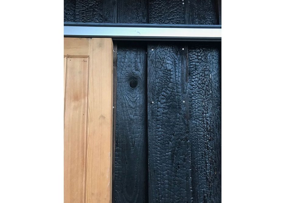 Detail of sliding doors on workshops. MacEwen Award 2019 commended Bridgend Inspiring Growth, Edinburgh by Halliday Fraser Munro Architects for Bridgend Inspiring Growth