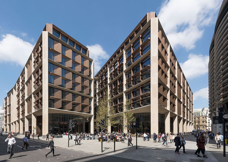 2. Two buildings divided by a pedestrianised dining arcade.